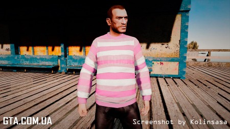 Бело-розово-чертополоховый свитер "Celio"